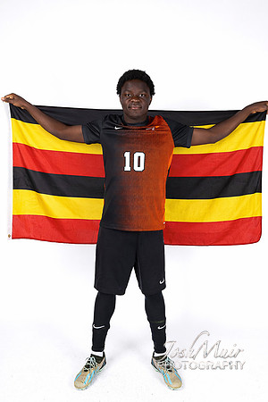 Youthful soccer pride with Uganda's flag